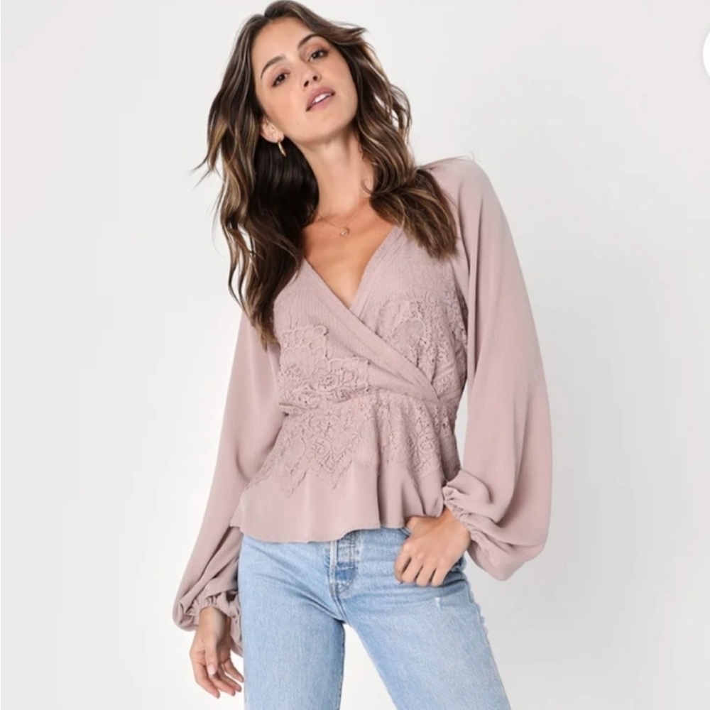 Lulu’s “Loving Arms” Faux Wrap Lace Too, Size M